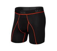 Saxx Kinetic Light Compression Mesh Boxer Briefs - Black/Vermillion