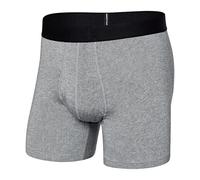SAXX Men’s Underwear - DropTemp Cooling Cotton Boxer Brief with Built-In Pouch Support and Fly - Soft, Breathable and Moisture Wicking, Dark Grey Heather,Small