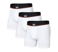SAXX Men’s Underwear - Non-Stop Stretch Cotton Boxer Brief - Pack of 3 with Built-In Pouch Support and Fly - Soft, Breathable and Moisture Wicking, White,Medium