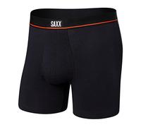 SAXX Men’s Underwear - Non-Stop Stretch Cotton Boxer Brief with Built-In Pouch Support and Fly - Soft, Breathable and Moisture Wicking, Black,Small