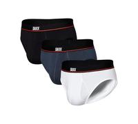 SAXX Men’s Underwear - Non-Stop Stretch Cotton Brief - Pack of 3 with Built-In Pouch Support and Fly - Soft, Breathable and Moisture Wicking, Black/Deep Navy/White,X-Large