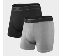 SAXX Underwear Men's Boxer Shorts - DAYTRIPPER Men’s Underwear - Boxer Shorts with Built-In BallPark Pouch Support - Pack of 2, Black/Grey Heather, Medium
