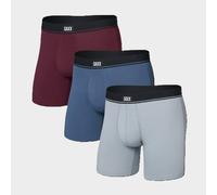 Saxx Men's Essential Cotton Boxer Brief Fly 3 Pack - Blue, Blue