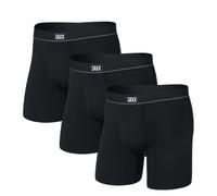 Men's Essential Cotton Boxer Brief Fly 3 Pack, Black M