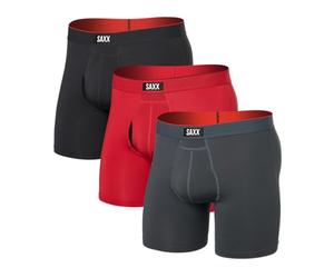 Saxx Mens Multi Sport Mesh Boxer Brief Fly 3 Pack S RED/TURBULENCE/BLK