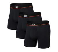 SAXX Men's Non-Stop Stretch Cotton 5" Boxer Briefs TRIPLE PACK {SAXX-PP3J} - Black/Red - Medium