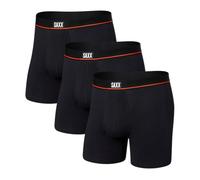 Saxx Mens Non-Stop Stretch Cotton Boxer Brief Fly 3 Pack M BLACK