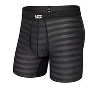 Saxx Men's Underwear - DROPTEMP Cooling Mesh Boxer Briefs Fly with Built-in Pouch Support, Black Heather, Large