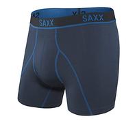 SAXX Men's Underwear - KINETIC Light-Compression Mesh Boxer Briefs with Built-in Pouch Support - Semi-Compression Underwear for Men,Navy/City Blue, Large