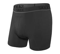 SAXX Men's Underwear - KINETIC Light-Compression Mesh Boxer Briefs with Built-in Pouch Support -Underwear for Men, Blackout, Medium