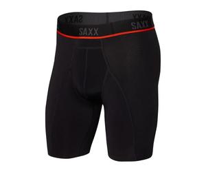 SAXX Men's Underwear - KINETIC Light-Compression Mesh Long Leg with Built-in Pouch Support -Blackout, X-Large