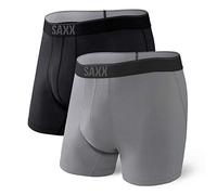 SAXX Men's Underwear -QUEST Quick Dry Mesh Boxer Briefs Fly with Built-In Pouch Support - Pack of 2, Black/Dark Charcoal, X-Large