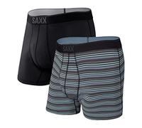 SAXX Men's Underwear -QUEST Quick Dry Mesh Boxer Briefs Fly with Built-In Pouch Support - Pack of 2, Sunrise Stripe/Black II, X-Large