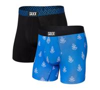 SAXX Men's Underwear - Sport Mesh Boxer Brief Fly 2Pk with Built-in Pouch Support - Underwear for Men, Vitamin Sea/Black Remix Geo, S