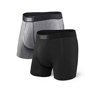 SAXX Men's Underwear -ULTRA Super Soft Boxer Briefs with Fly and Built-In Pouch Support- Underwear for men, Pack of 2, Black/Grey, Medium