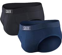 SAXX Men's Underwear -ULTRA Super Soft Briefs with Fly and Built-In Pouch Support- Underware for men, Pack of 2, Black/Navy, Small
