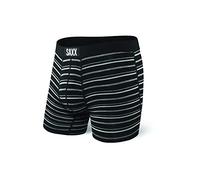 SAXX Men's Underwear - VIBE Super Soft Boxer Briefs with Built-In Pouch Support - Underwear for Men, Black Coast Stripes, X-Small