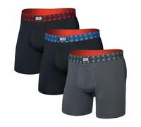 Saxx Multi-Sport Mesh 3-Pack Boxer Briefs, Red/Mint/Blue Jagged WB - L