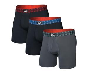 Saxx Multi-Sport Mesh 3-Pack Boxer Briefs, Red/Mint/Blue Jagged WB - L