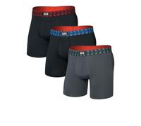 Saxx Multi-Sport Mesh 3-Pack Boxer Briefs, Red/Mint/Blue Jagged WB - L