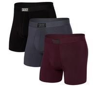 Saxx Ultra Mens Classic Boxers 3-Pair Pack - Size: Xx Large, Black/burnt Burgundy/carbon Grey