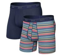 SAXX Underwear | 2 Pack | Quest Boxer Brief Fly | Harvest Stripe/Maritime XL
