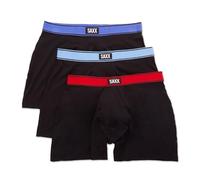 SAXX Underwear Co. Men's Daytripper Comfort Stretch Boxer Brief Fly 3 Pack, Silver Lake/Cherry/Sport Blue Wb, S