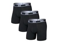 SAXX Underwear Co. Mens Essential Performance Mesh Boxer Brief Fly 3 Pack Black