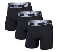 SAXX Underwear Co. Men's Essential Performance Mesh Boxer Brief with Fly 3 Pack Black 6 Inch