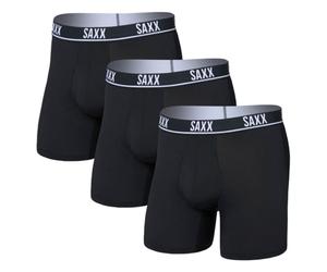 SAXX Underwear Co. Men's Essential Performance Mesh Boxer Brief with Fly 3 Pack Black 6 Inch