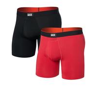 SAXX Underwear Co. Men's Multi-Sport Mesh Boxer Brief Fly 2 Pack, Sunset Red/Black, L