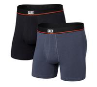 SAXX Underwear Co. Men's Non-Stop Stretch Cotton Boxer Brief Fly 2-Pack, Deep Navy/Black, M