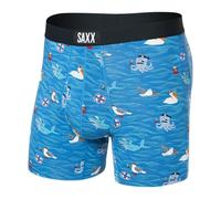 SAXX Underwear Co. Men's Ultra Boxer Brief Fly, Seas the Day-lake Blue, M