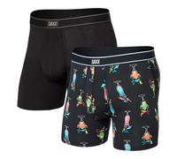 SAXX Underwear Co. Men's Underwear with Pouch Daytripper Boxer Brief Fly 2Pk, Swizzles & Straws/Black, M