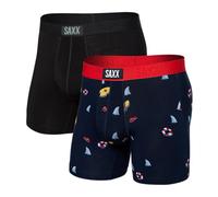 SAXX Underwear Co. Men's Underwear with Pouch Vibe Super Soft Boxer Brief 2Pk, Dangerous Waters/Black, Large