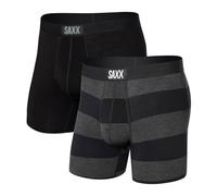 SAXX Underwear Co. Vibe Men's Ultra Soft Boxer Briefs with Built-in Pocket Support (2 Pack), Graphite Ombre Rugby/Black, L