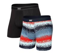 Saxx Underwear Men's Boxer Briefs - Daytripper Boxer Briefs with Built-in Ballpark Pouch Support - Pack of 2, Tech Rec Stripe/Black, Small
