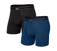 SAXX Underwear Men's Boxer Shorts - DAYTRIPPER Men’s Underwear - Boxer Shorts with Built-In BallPark Pouch Support - Pack of 2, Black/City Blue Heather, Medium