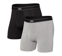 SAXX Underwear Men's Boxer Shorts - DAYTRIPPER Men’s Underwear - Boxer Shorts with Built-In BallPark Pouch Support - Pack of 2, Black/Grey Heather, X-Large