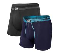 SAXX Underwear Men's Boxer Shorts - SPORT MESH Men’s Underwear - Boxer Shorts with Built-In BallPark Pouch Support - Workout Boxer Shorts, Pack of 2, Navy Digi DNA/Black, Medium