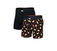 SAXX UNDERWEAR mens Vibe Xtra Soft Comfort Boxer Brief Fly 2-pack, Flamin Hot/Black, S