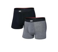 SAXX UNDERWEAR Men's Vibe Xtra Soft Comfort Trunk with Fly 2-Pack, Black/Dark Grey Heather, M
