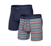 Saxx Underwear - Pack of 2 breathable Boxers - Quest Quick-Dry Mesh BB Fly 2pk - Harvest Stripe/Maritime for Men - Size L - Navy Navy