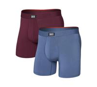 Saxx Underwear - Pack of 2 breathable Boxers - Vibe Xtra BB Fly 2pk Maroon/Washed Indigo for Men - Size L - Burgundy Burgundy L