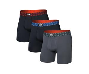 Saxx Underwear - Pack of 3 breathable boxer shorts - Multi-Sport Mesh BB 3pk Red/Mint/Blue Jagged WB for Men - Size L - Black Black L