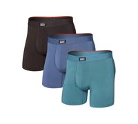 Saxx Underwear - Pack of 3 breathable Boxers - Vibe Xtra BB Fly 3pk Seascape/Indigo/DK Choco for Men - Size XL - Blue Blue XL