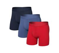 Saxx Underwear - Pack of 3 super breathable cotton Boxers - DropTemp Cooling Cotton BB Fly 3pk - Red/Indigo/Dark Ink for Men - Size L - Blue Blue