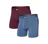 Saxx Vibe Xtra Soft Comfort Boxer Briefs, Maroon/Washed Indigo (UK, Alpha, L, Regular, Regular)