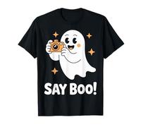Say Boo Ghost Photographer with Camera Funny Halloween T-Shirt