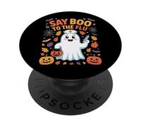 Say Boo To The Flu Cute Nurse Ghost Autumn Halloween PopSockets Adhesive PopGrip